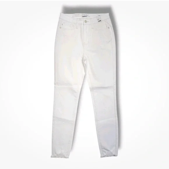 NEW Judy Blue White Skinny Fit Jeans Women's 11 / 30 Raw Hem Stretch Denim 88453 - Picture 6 of 12